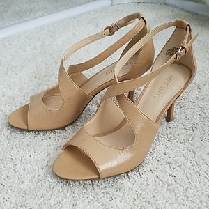 Nine West Leather Nude Gessabel Heels